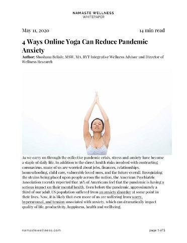 4 Ways Online Yoga Can Reduce Pandemic Anxiety