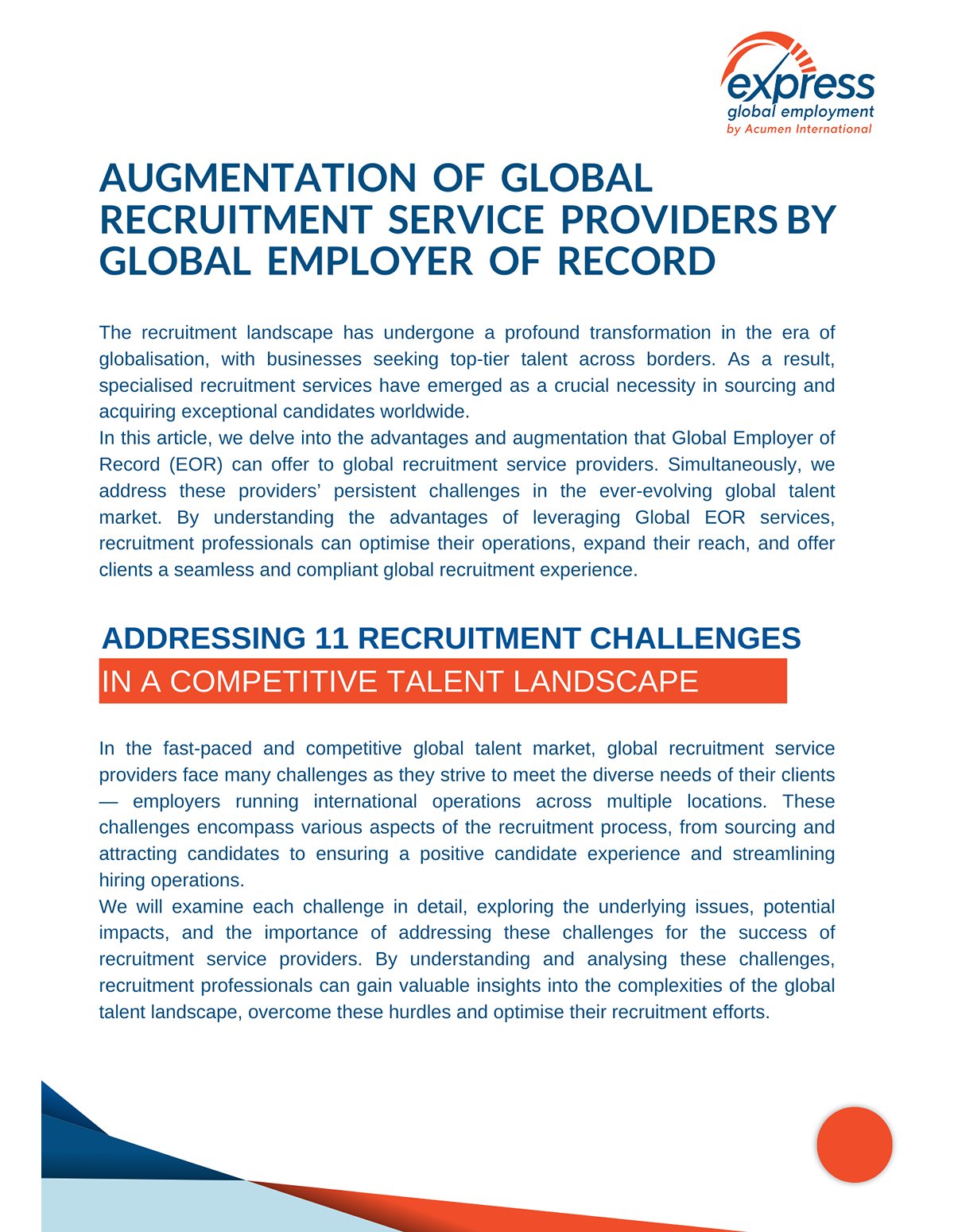 How Global Employer of Record Can Augment Your Global Recruitment Services