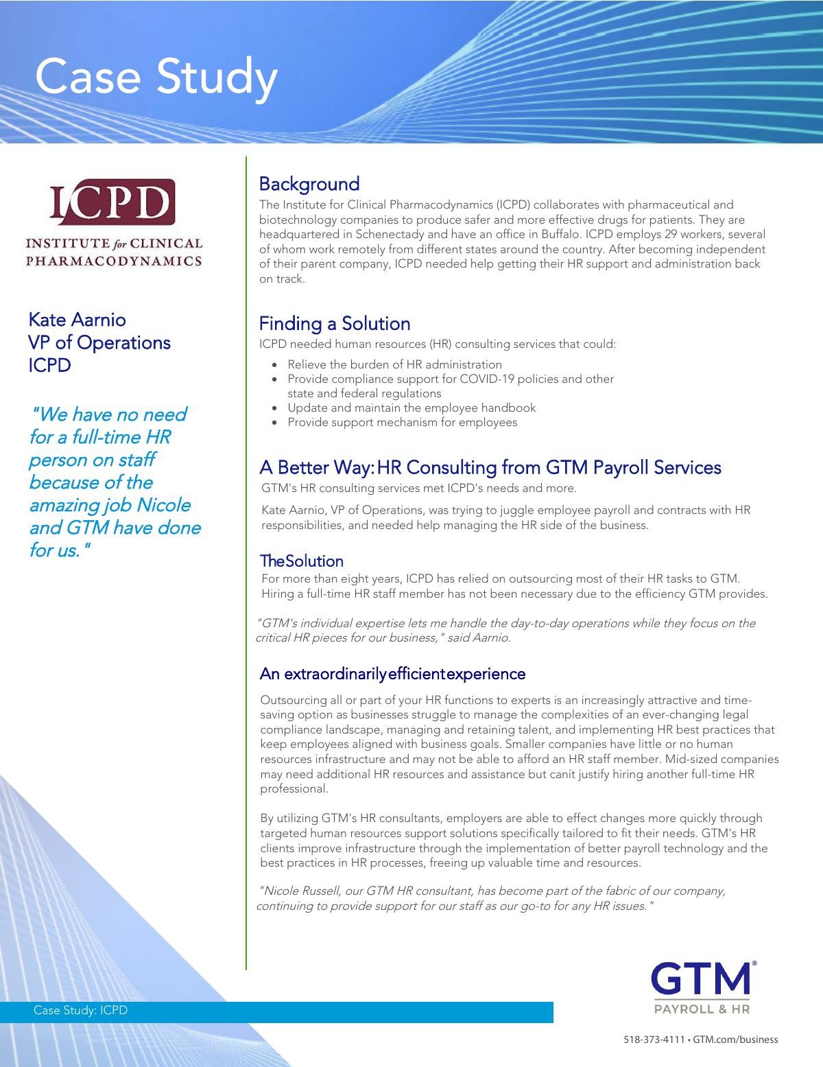 Case Study: HR Consulting Services for Institute for Clinical Pharmacodynamics