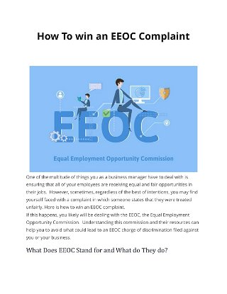 How To win an EEOC Complaint 