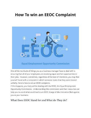 How To win an EEOC Complaint 