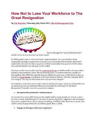 How Not to Lose Your Workforce to The Great Resignation