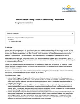 Social Isolation Among Seniors in Senior Living Communities