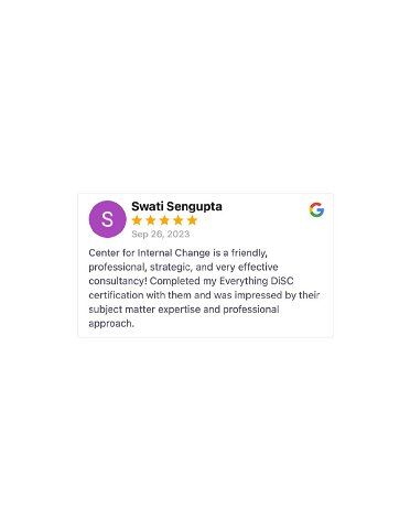 [September 2023] Swati Sengupta gives Center for Internal Change on their DiSC Certification Course!