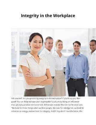 Integrity in the Workplace 