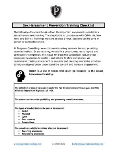 Sex Harassment Prevention Training Checklist