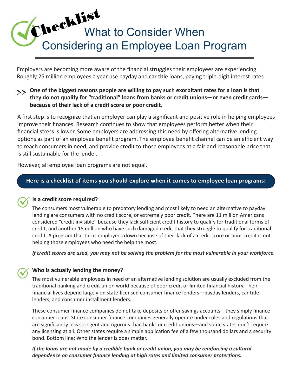 What to Consider When Considering an Employee Loan Program