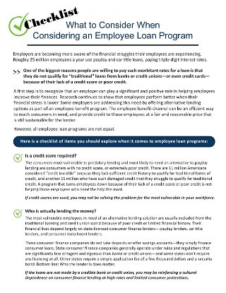 What to Consider When Considering an Employee Loan Program