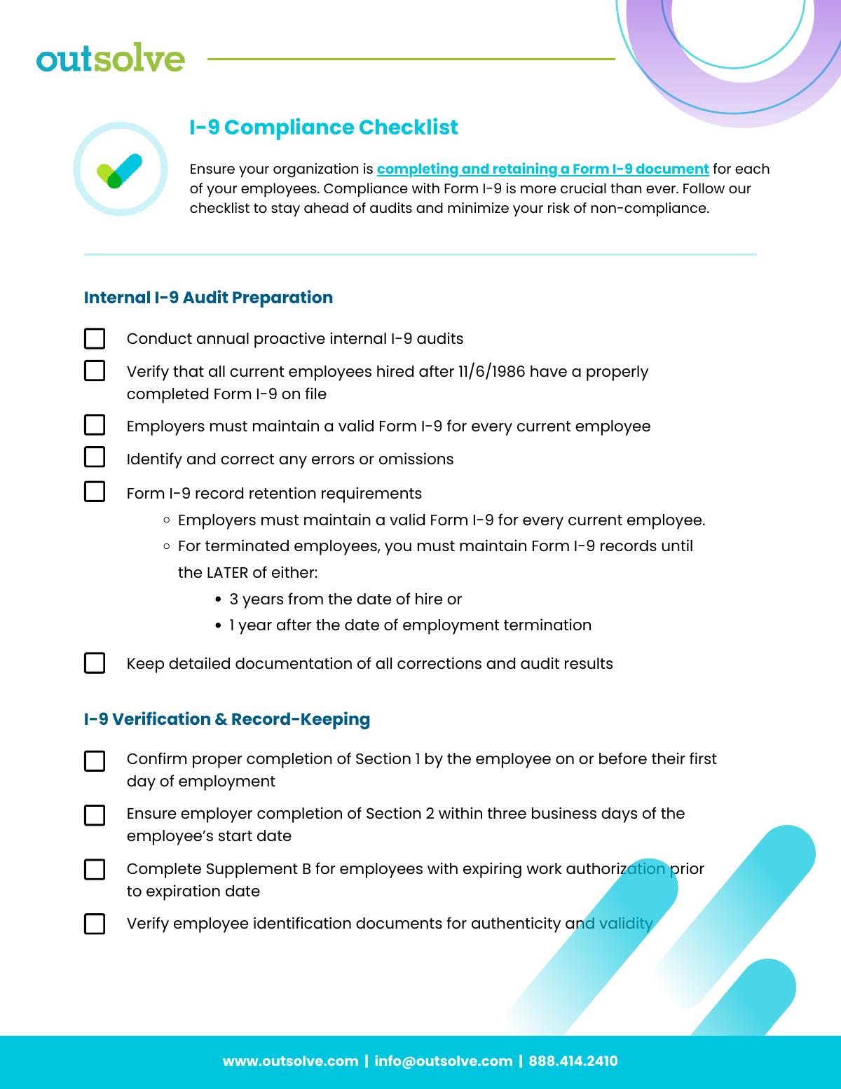 Stay Prepared. Download OutSolve's New I-9 Compliance Checklist