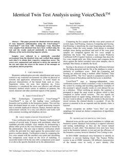 Identical Twin Test Analysis using VoiceCheckTM