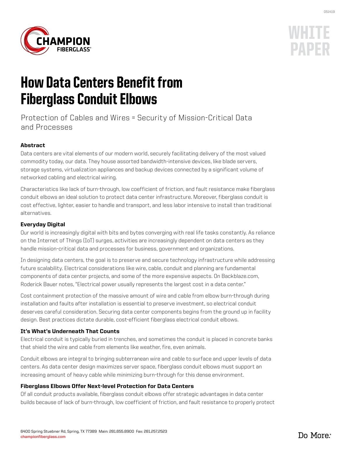 How Data Centers Benefit from Fiberglass Conduit Elbows