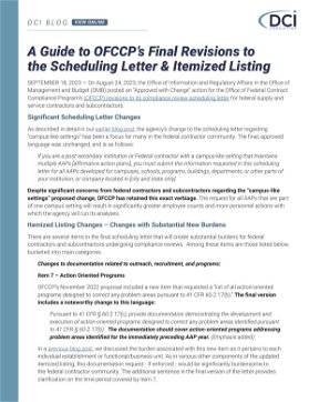 A Guide to OFCCP's Final Revisions to the Scheduling Letter & Itemized Listing