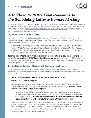 A Guide to OFCCP's Final Revisions to the Scheduling Letter & Itemized Listing
