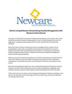 Senior Living Software: Streamlining Facility Management with Newcare International
