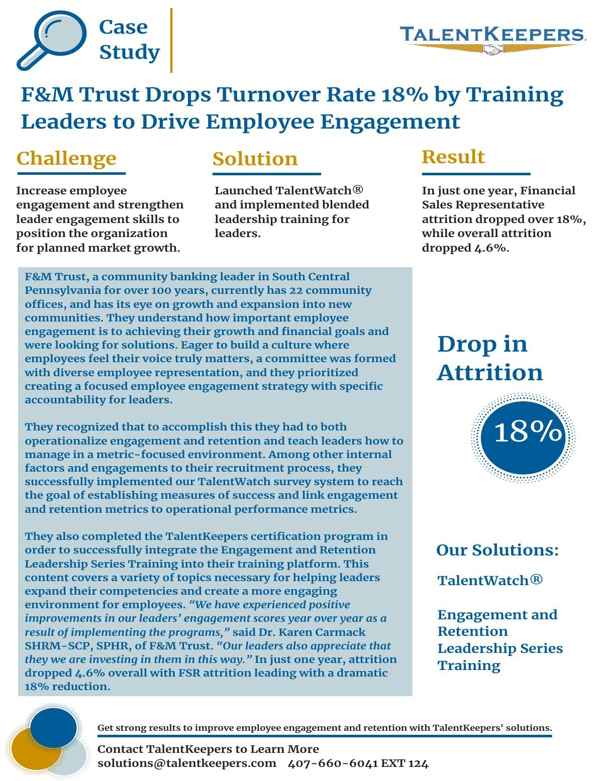 F&M Trust Drops Turnover Rate 18% by Training Leaders to Drive Employee Engagement