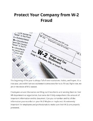 Protect Your Company from W-2 Fraud   