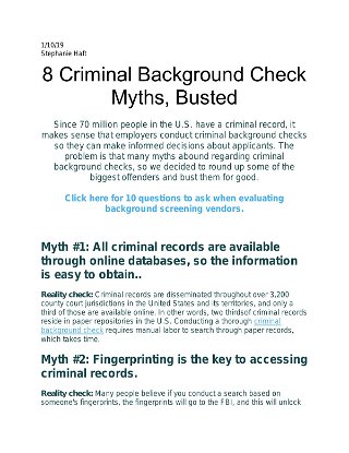 8 Criminal Background Check Myths, Busted
