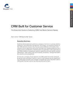 CRM Built for Customer Service: The Executive Guide to Selecting CRM that Meets Service Needs