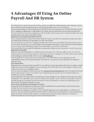 4 Advantages Of Using An Online Payroll And HR System