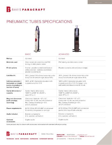 Spec Sheet: Pneumatic Tube Systems