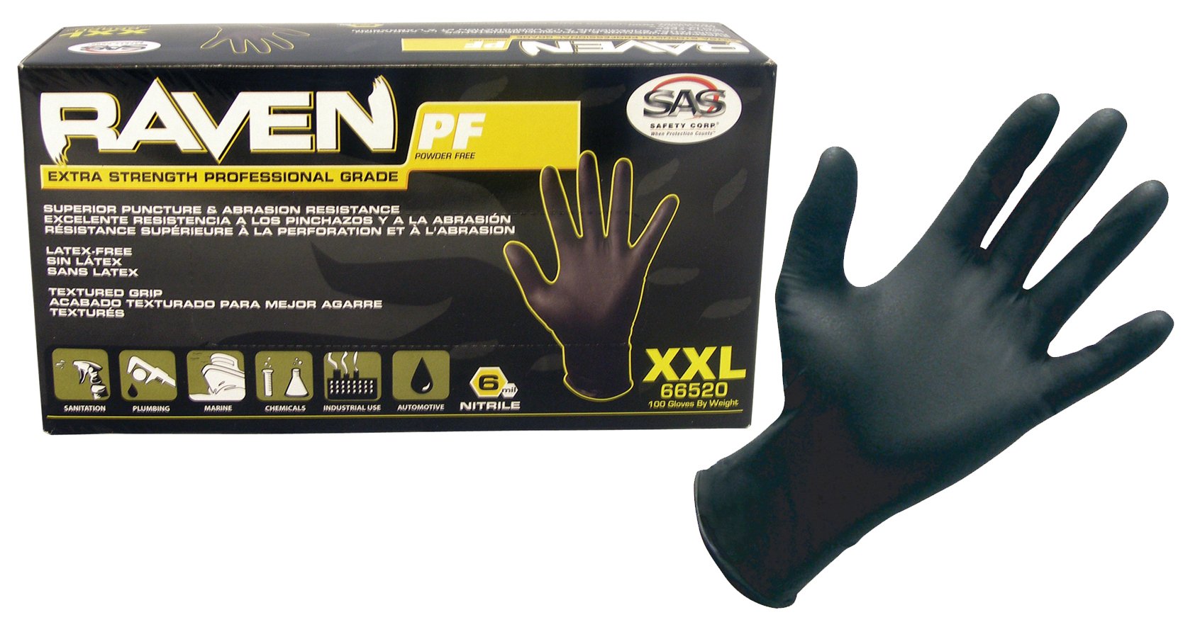 RAVEN Black Nitrile Disposable Gloves