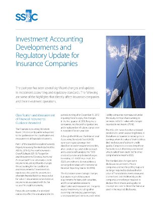 Investment Accounting Developments and Regulatory Update for Insurance Companies