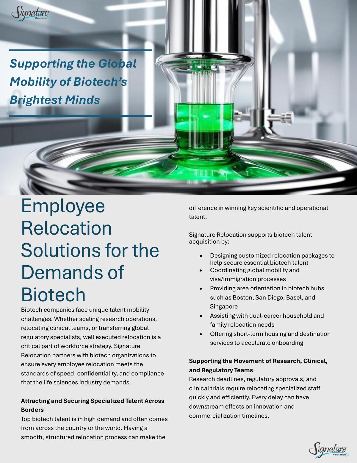 Employee  Relocation  Solutions for the  Demands of  Biotech 