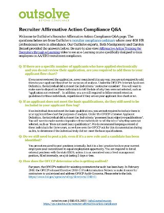 Affirmative Action Compliance for Recruiters Q&A
