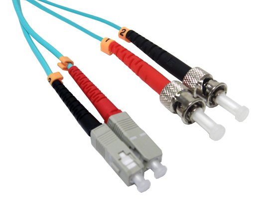Fiber Patch Cable, SC-ST Multimode, Duplex, 50/125, 10 Gig OM3, 05 Meter, 3.0mm Diameter OFNR Riser 