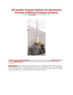 CPI Installs Catalytic Oxidizer for Sterilization Process at Medical Products Company
