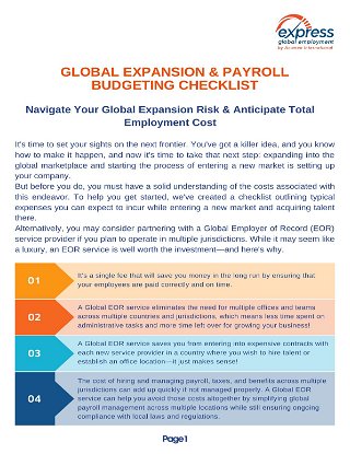 Global Expansion & Payroll Budgeting Checklist