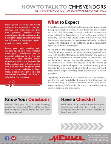 How to Talk to CMMS Vendors
