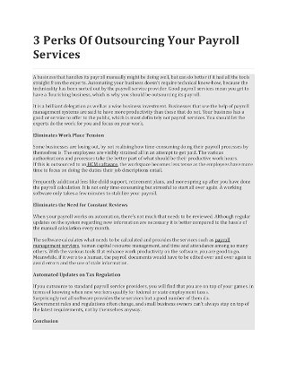 3 Perks Of Outsourcing Your Payroll Services