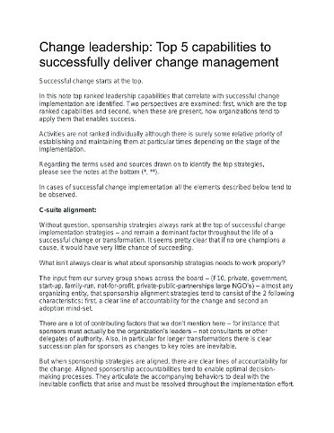 Change leadership: Top 5 capabilities to successfully deliver change management
