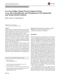 Use of an Online Clinical Process Support System as an Aid to Identification and Management of Devel