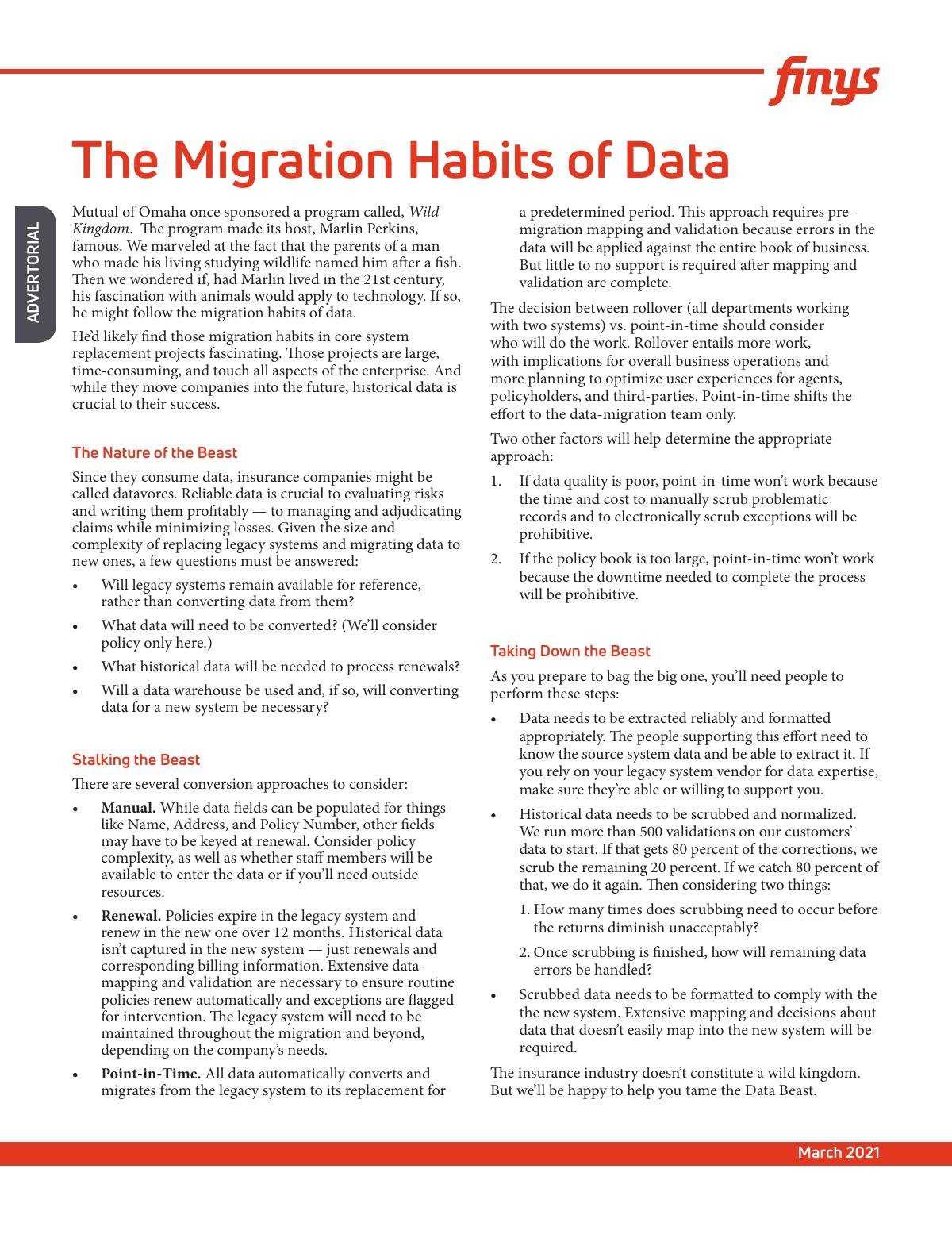 The Migration Habits of Data
