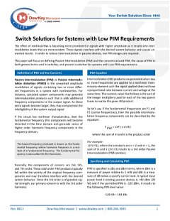 Switch Solutions for Systems with Low PIM Requirements