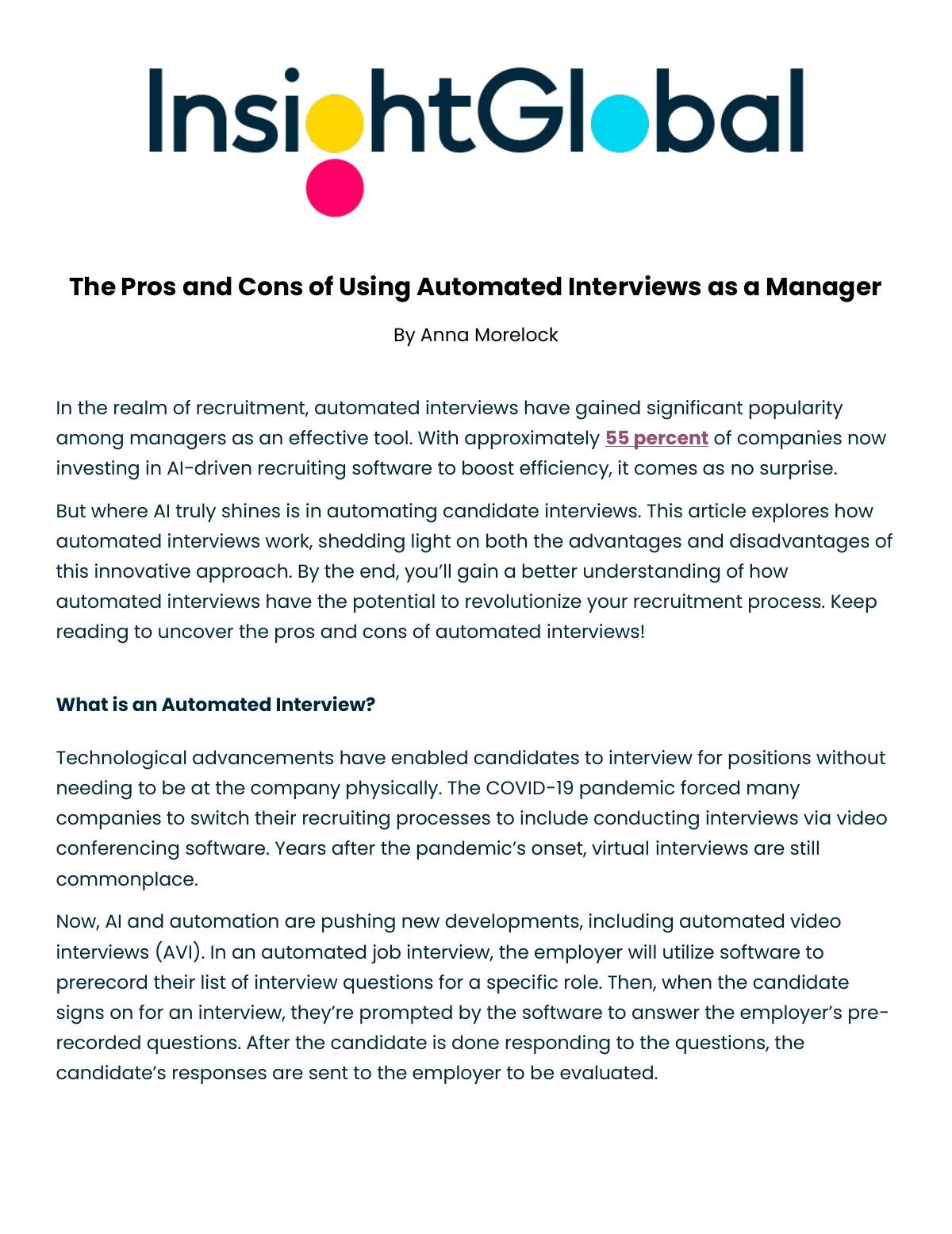 The Pros and Cons of Using Automated Interviews as a Manager