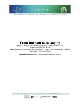 From Burnout to Belonging 