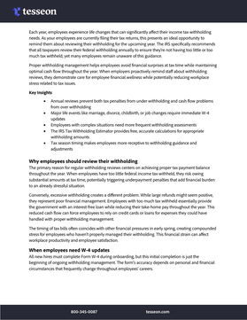 How and Why to Encourage Employees to Review their Withholding Elections
