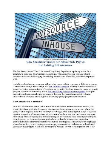 Why Should Severance be Outsourced? Part 2: Use Existing Infrastructure