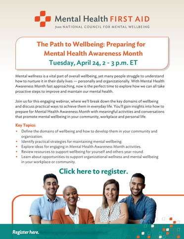 Webinar - The Path to Wellbeing - Preparing for Mental Health Awareness Month