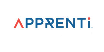 Apprenti logo in red and blue
