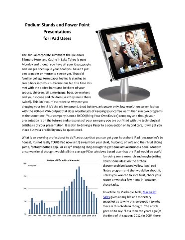 Podium Stands and Power Point Presentations for iPad Users