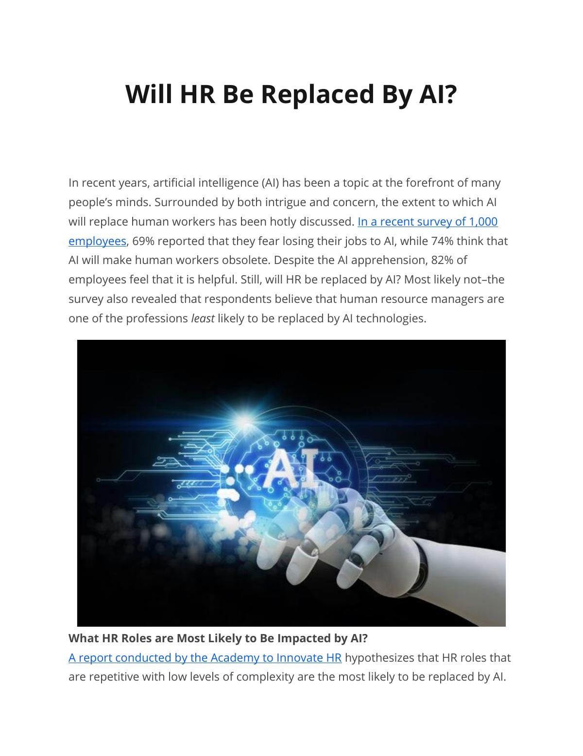 Will HR Be Replaced By AI?