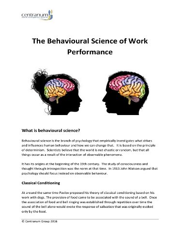The Behavioural Science of Work Performance