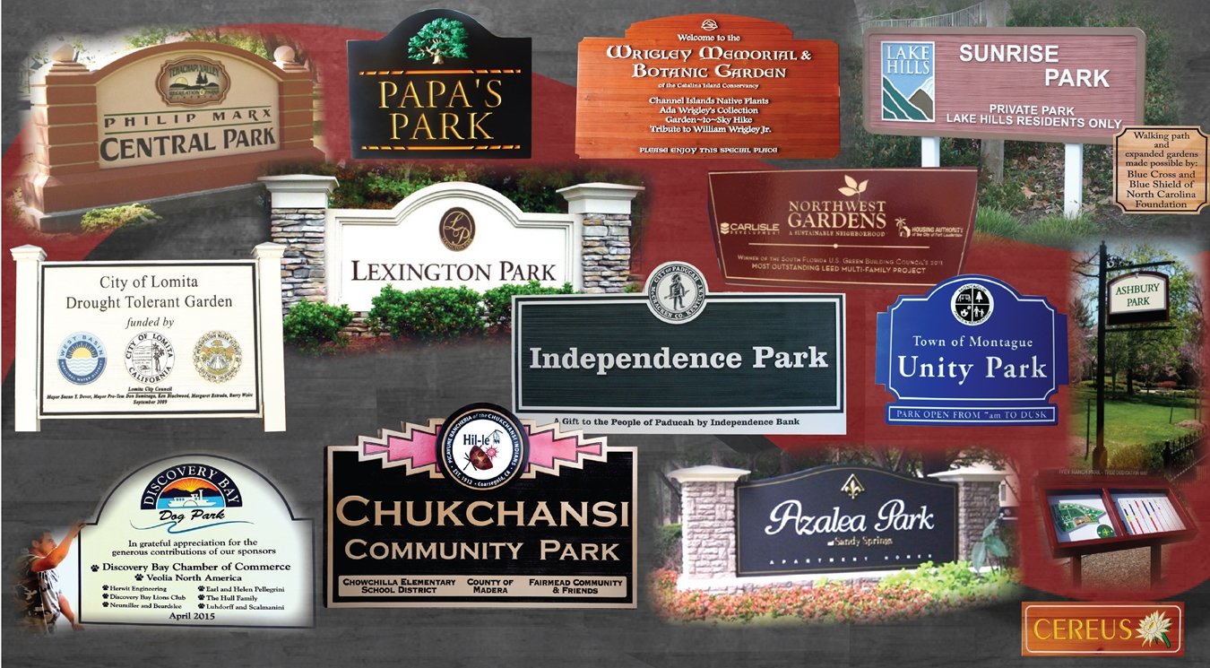 County, City, Community Park and Public Garden Signs & Plaques