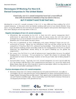 Stereotypes Of Working For Non-U.S. Owned Companies In The United States