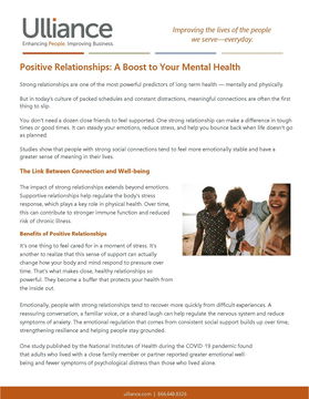 Positive Relationships: A Boost to Your Mental Health 