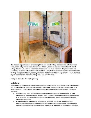 Considerations for Bench Installations